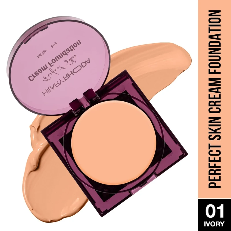 Hilary Rhoda Perfect Skin Cream Foundation | Buildable Coverage & Lightweight | Waterproof & Matte Finish | Blendable Foundation - 8.5g (Ivory - Shade 01) thumbnail 2